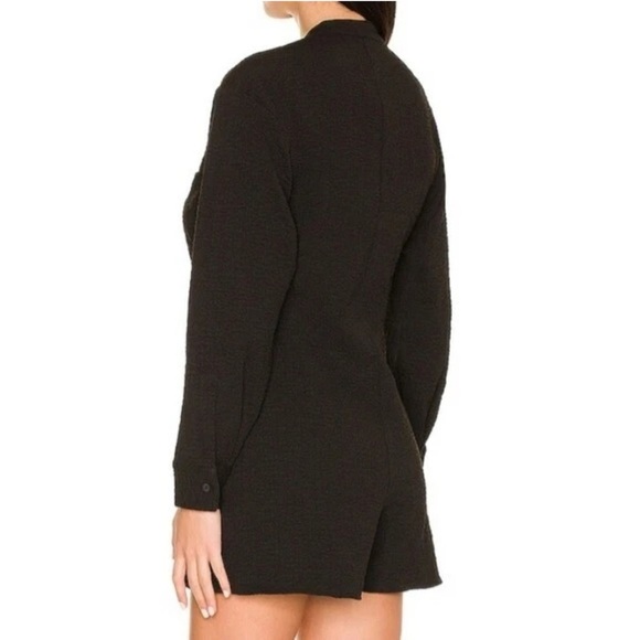 ONIA Womens Black Jumpsuit Size XS Button Down Romper Crinkle Gauge Shorts - Picture 2 of 9